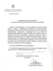 Decreto Basilica Santa Eulalia
