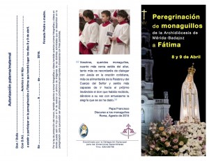 Folleto Peregrinación de Monaguillos a Fátima