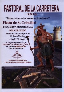 Cartel san Cristobal bendición vehículos