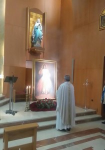 Bendecido un cuadro de la Divina Misericordia en San Juan de Ribera (Badajoz)