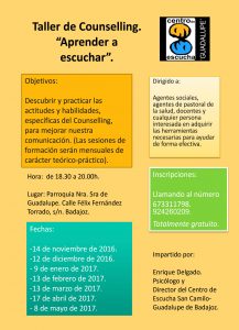 Taller de Counselling "Aprender a escuchar" (Parroquia Ntra. Sra. de Guadalupe -Badajoz-) @ Badajoz | Extremadura | España