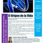 Conferencia «El origen de la vida» (R. U. Hernán Cortes -Badajoz-)
