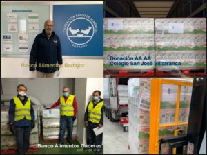 Antiguos alumnos del colegio San José (Villafranca de los Barros) han donado 50 toneladas de alimentos al Banco de Alimentos de Extremadura
