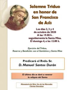 Triduo a san Francisco de Asís (Templo Monasterio Clarisas Descalzas -Badajoz-)