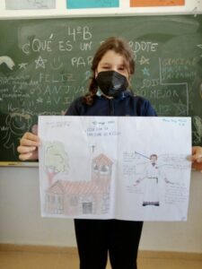 Alumnos del CEIP Las Vaguadas, de Badajoz, agradecen a los sacerdotes diocesanos su labor durante la pandemia