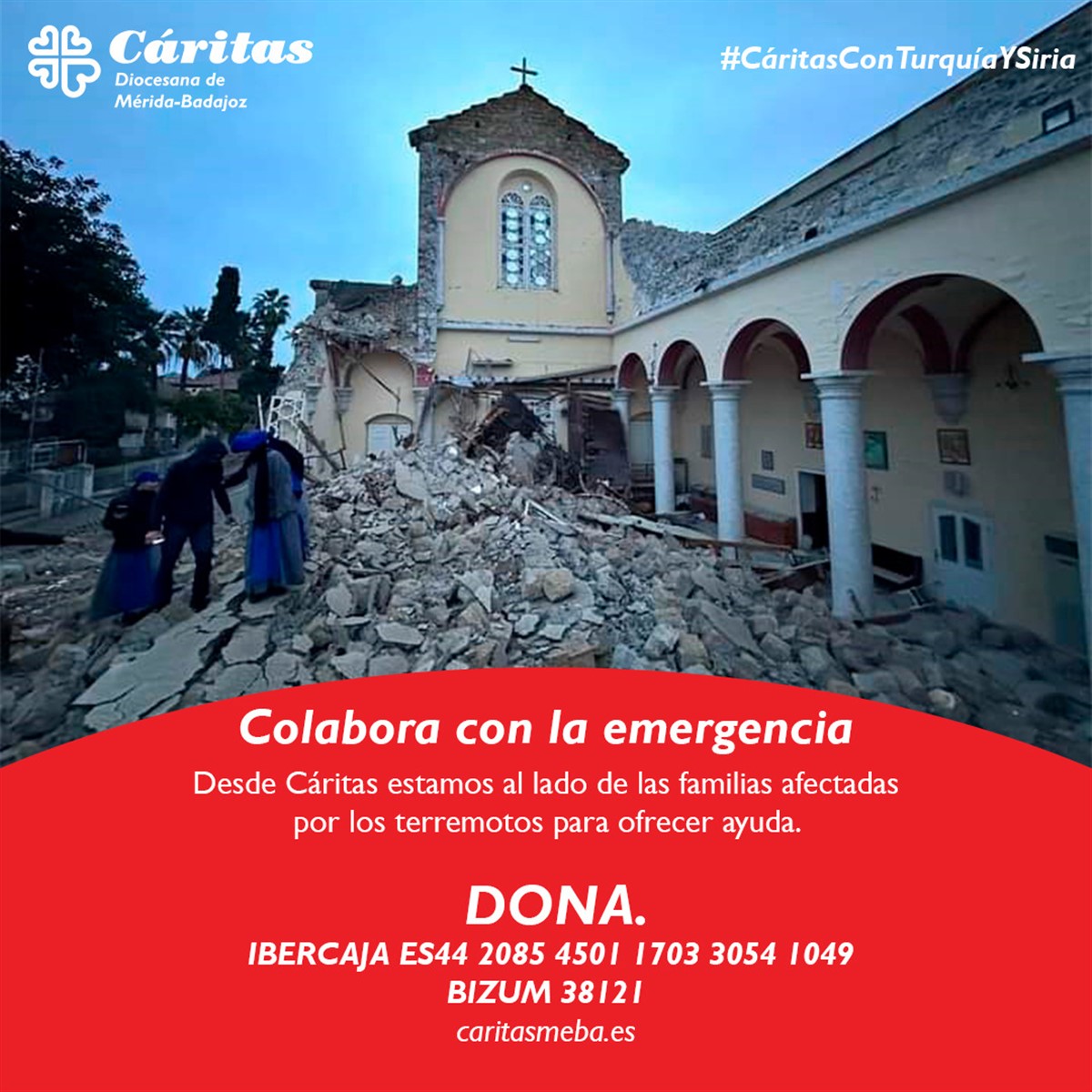 Cáritas Diocesana, con los damnificados por los terremotos de Turquía y Siria