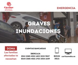 Cáritas Diocesana activa una campaña para atender a los damnificados por la DANA en Valencia y Albacete